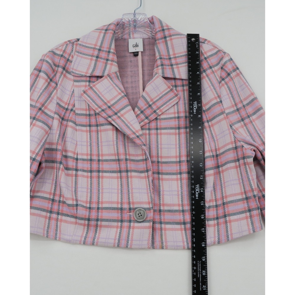 Cabi Pink Plaid 2 Piece Set Cropped Blazer and Wide Leg Pants Womens Size L - Picture 9 of 13